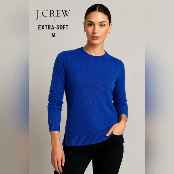 J.Crew Women’s Extra-Soft Blue Knit Sweater Pullover Acrylic Polyamide Size M - Picture 1 of 8